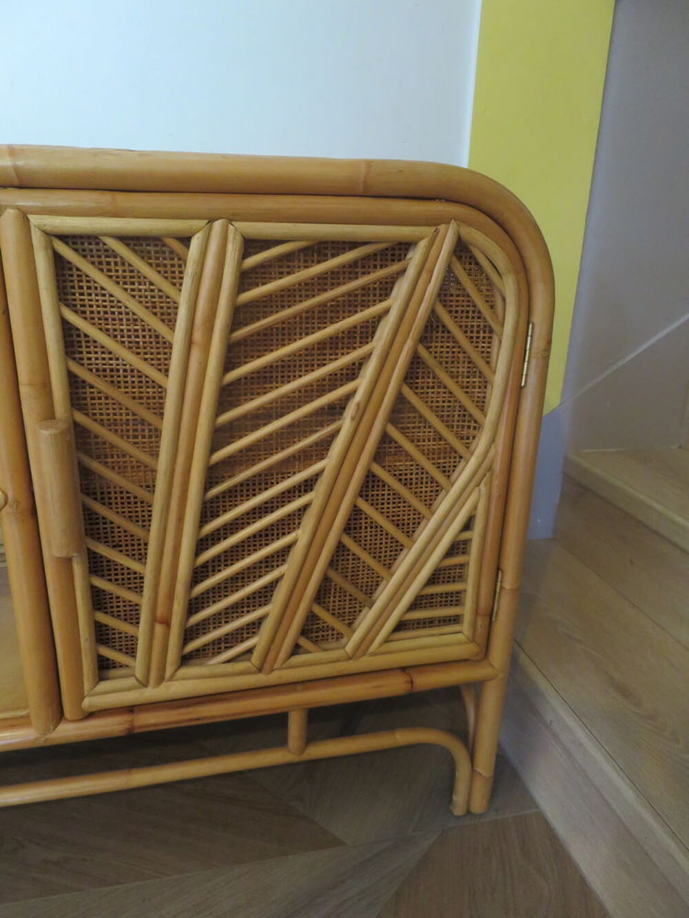 VINTAGE - Buffet bas 2 portes -rotin tress&eacute;-bambou -cannage Meubles