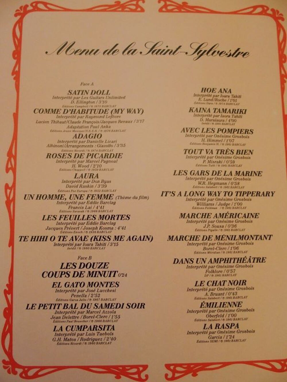 Vinyls (2) MUSIQUES REVEILLON NOEL et NOUVEL AN CD et vinyles