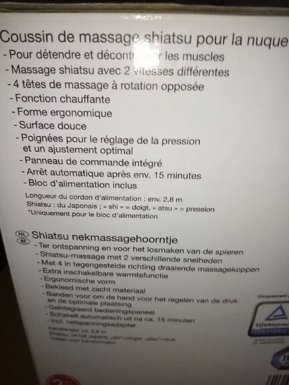Coussin massage chauffant shiatsu neuf Electroménager