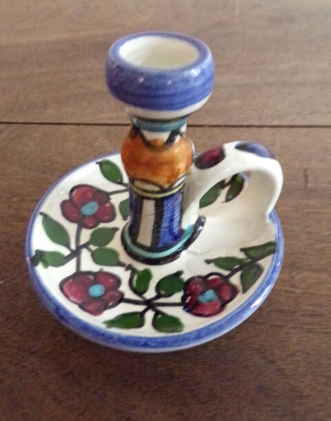 Bougeoir porcelaine motif fleur avec poigne 2 Laval (53)