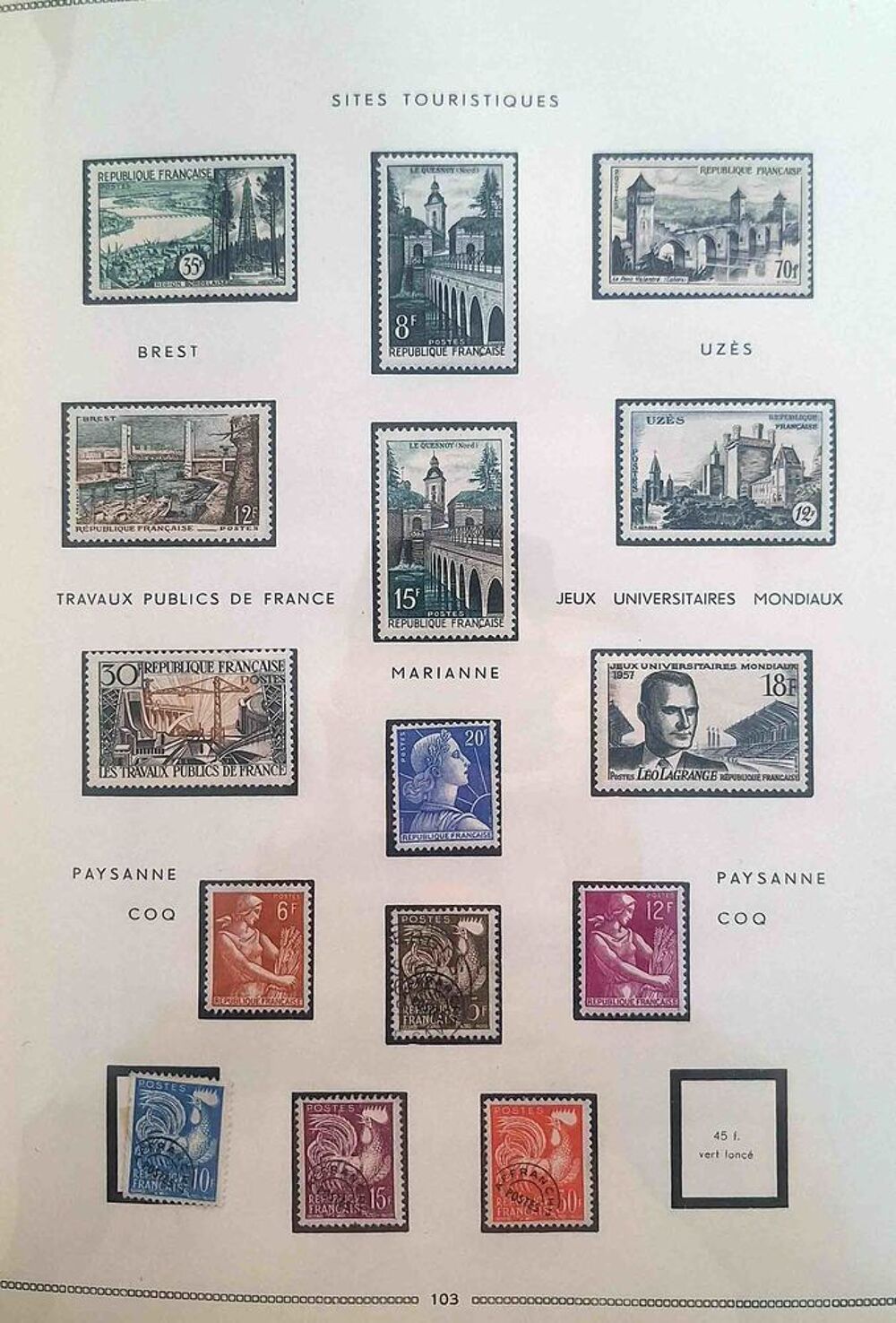 S&eacute;rie de timbres de collection de France G12 