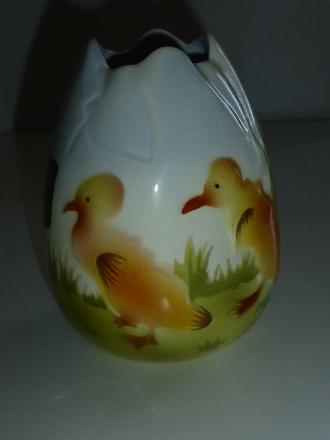 Vase barbotine St Clément forme oeuf décor canard 40 Rueil-Malmaison (92)