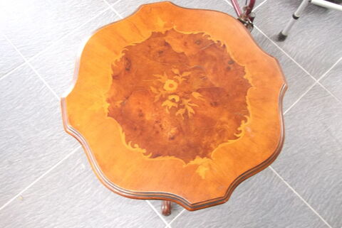 GUERIDON en MERISIER et marquetterie 100 Ramous (64)