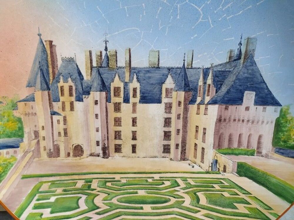 Plat D&eacute;cor Ch&acirc;teau de Langeais Fa&iuml;ence Sainte Radegonde Asch Décoration