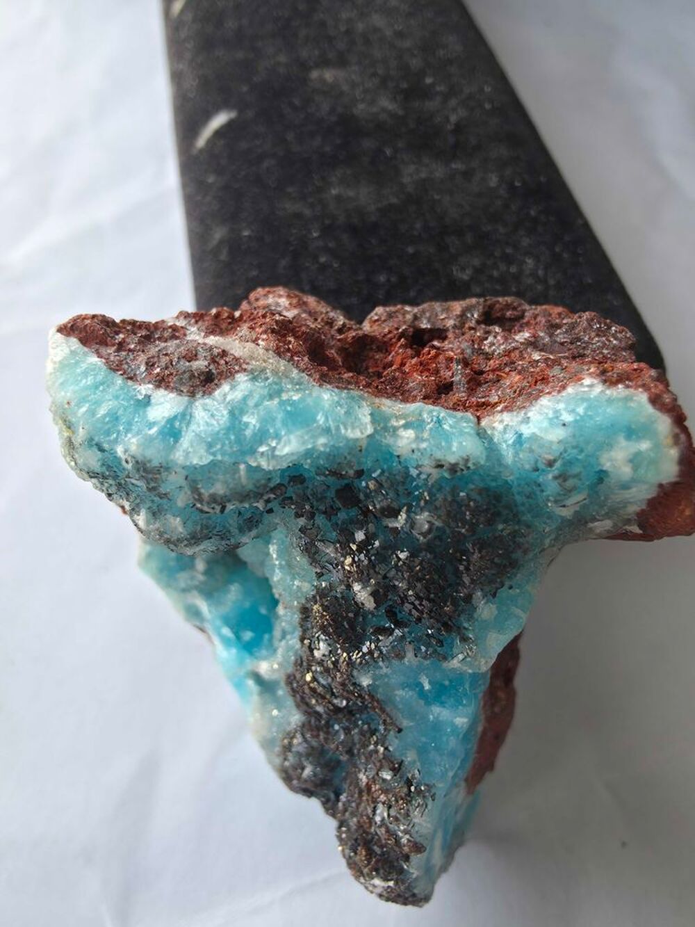 Min&eacute;ral H&eacute;mimorphite Bleue sur Matrice-Katanga, RDC-75g 