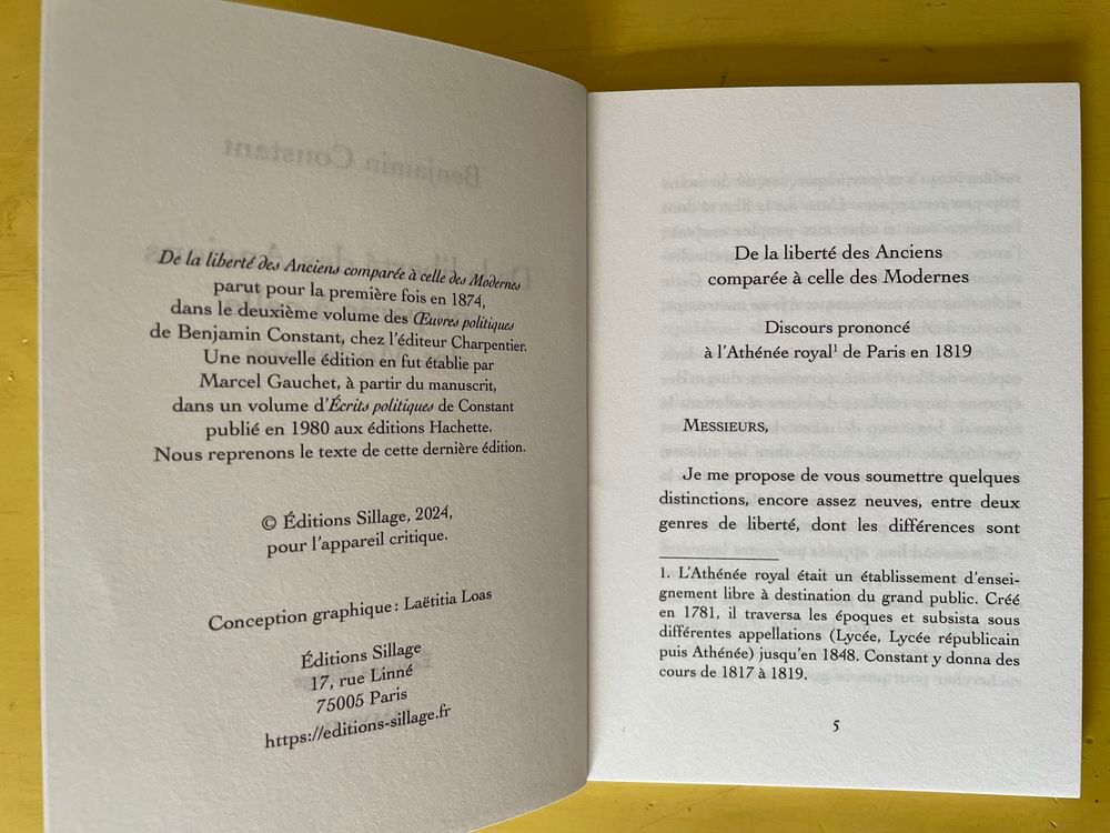 Livre De La Libert&eacute; Des Anciens Compar&eacute;e &Agrave; Celle Des Moderne Livres et BD