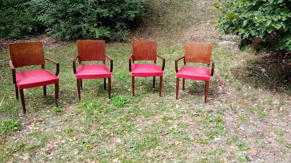 4 fauteuils BRIDGE ANNEE 50 SERIE ASSORTIE Meubles