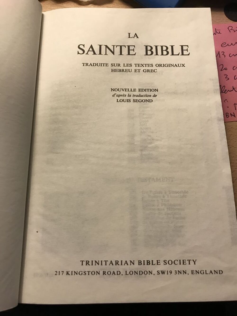 LA SAINTE BIBLE T.B.S. Livres et BD