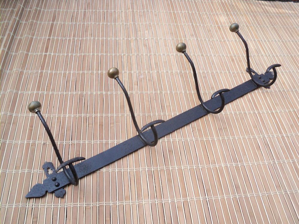 Ancien Porte-Manteau Mural en M&eacute;tal 4 Pat&egrave;res. Meubles