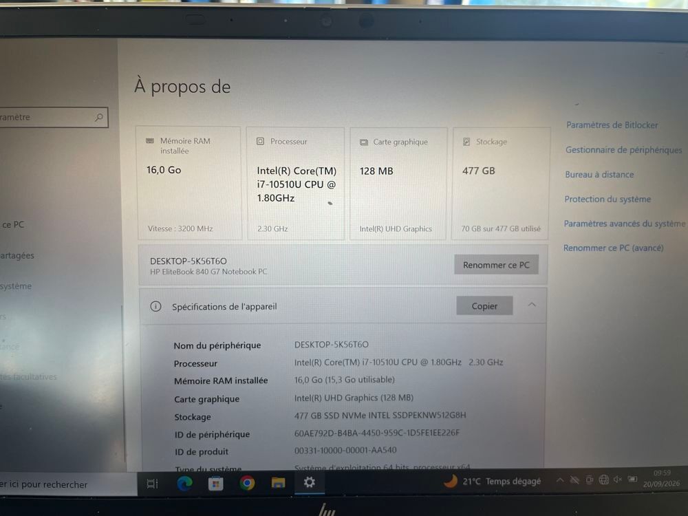 Ordinateur portable HP elitebook g7 Matériel informatique