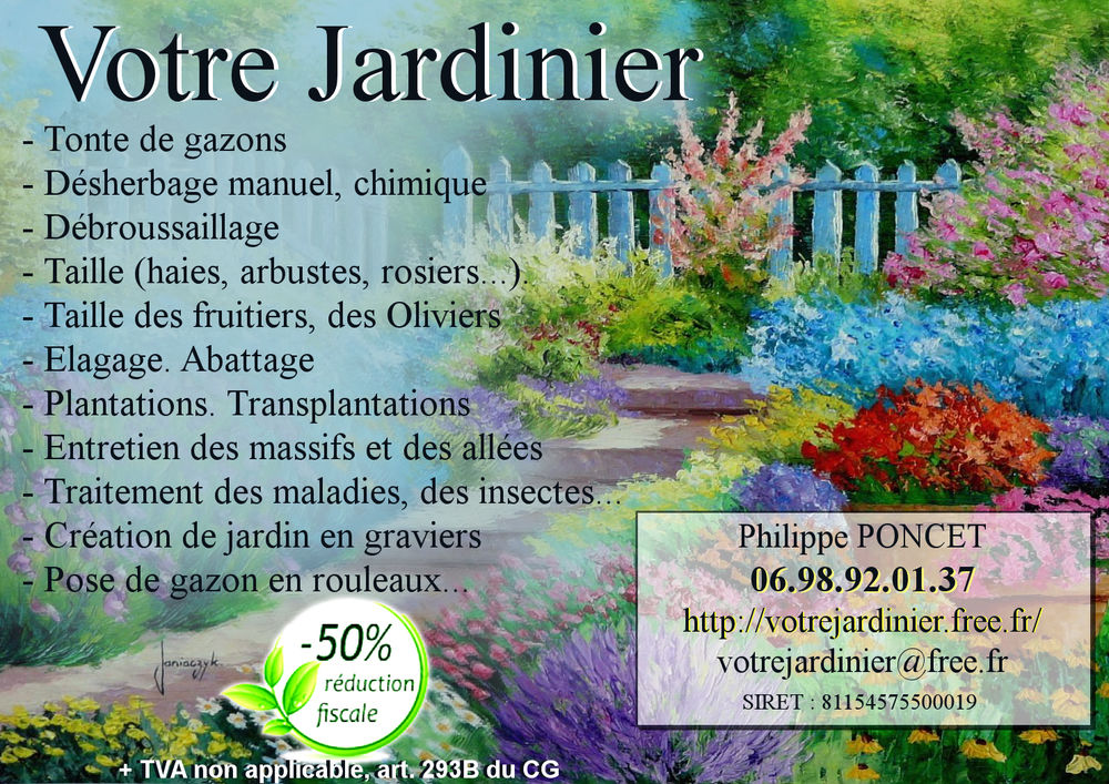   VOTRE JARDINIER PAYSAGISTE AGREE et assuré - réduc. Impôt
