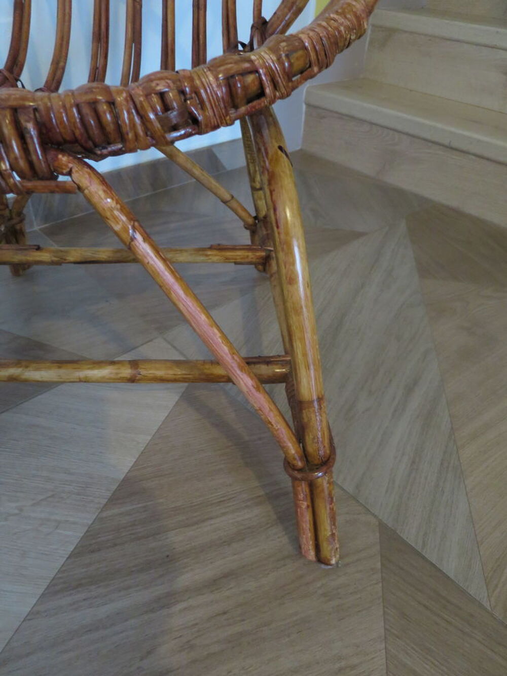 Vintage - Lot de 2 fauteuils en rotin-style boh&egrave;me -ann&eacute;es80 Meubles