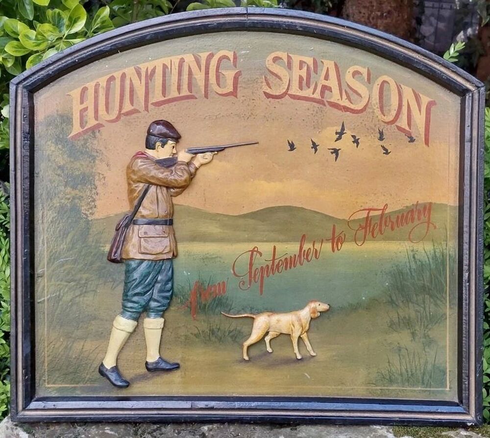 Tableau cadre bois en relief country corner chasse hutte D�coration