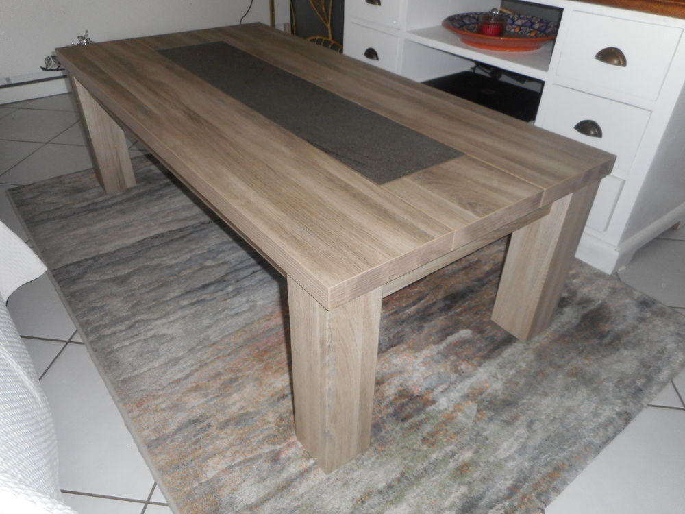 Table basse bois insert fonc&eacute; Meubles