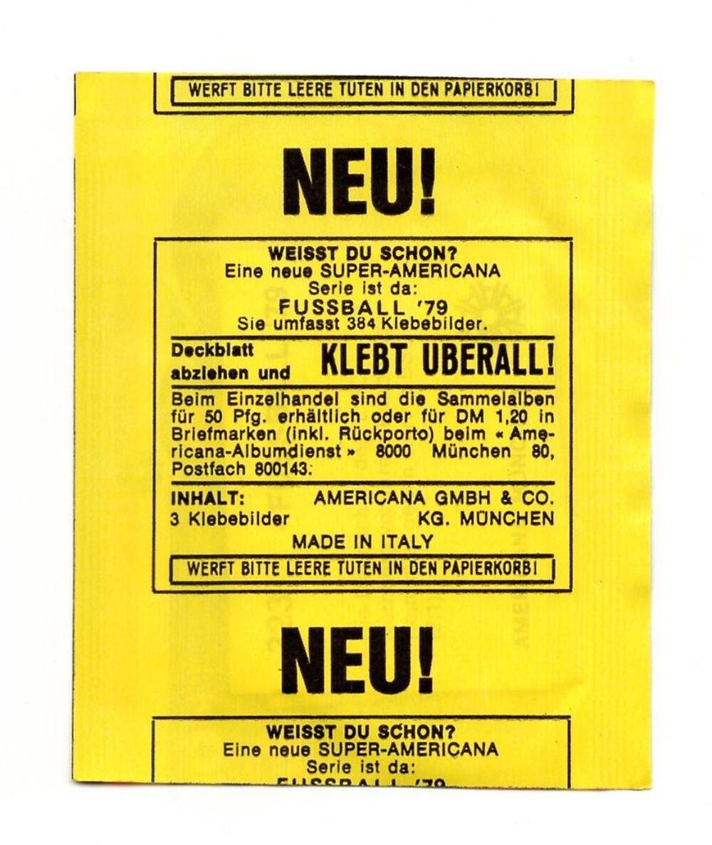 Pochette Fussball '79 - scell&eacute;e - Americana M&uuml;nchen - 1979 