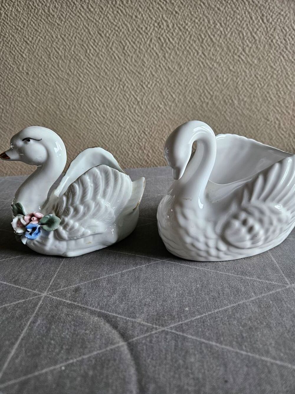 2 cygnes fa&iuml;ence exc.&eacute;tat Décoration