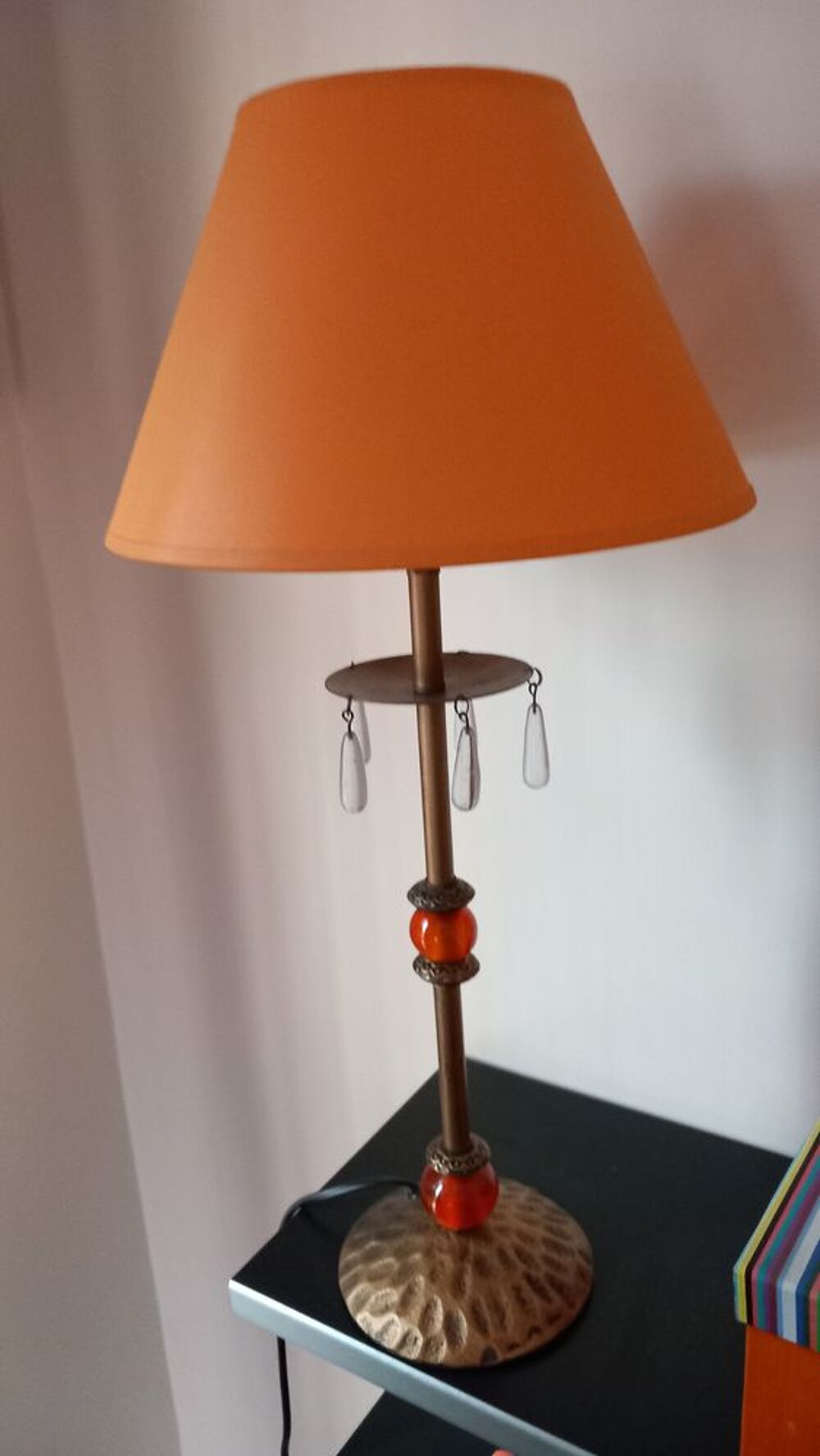 Lampe &agrave; poser orange vintage, pied d&eacute;coratif Décoration