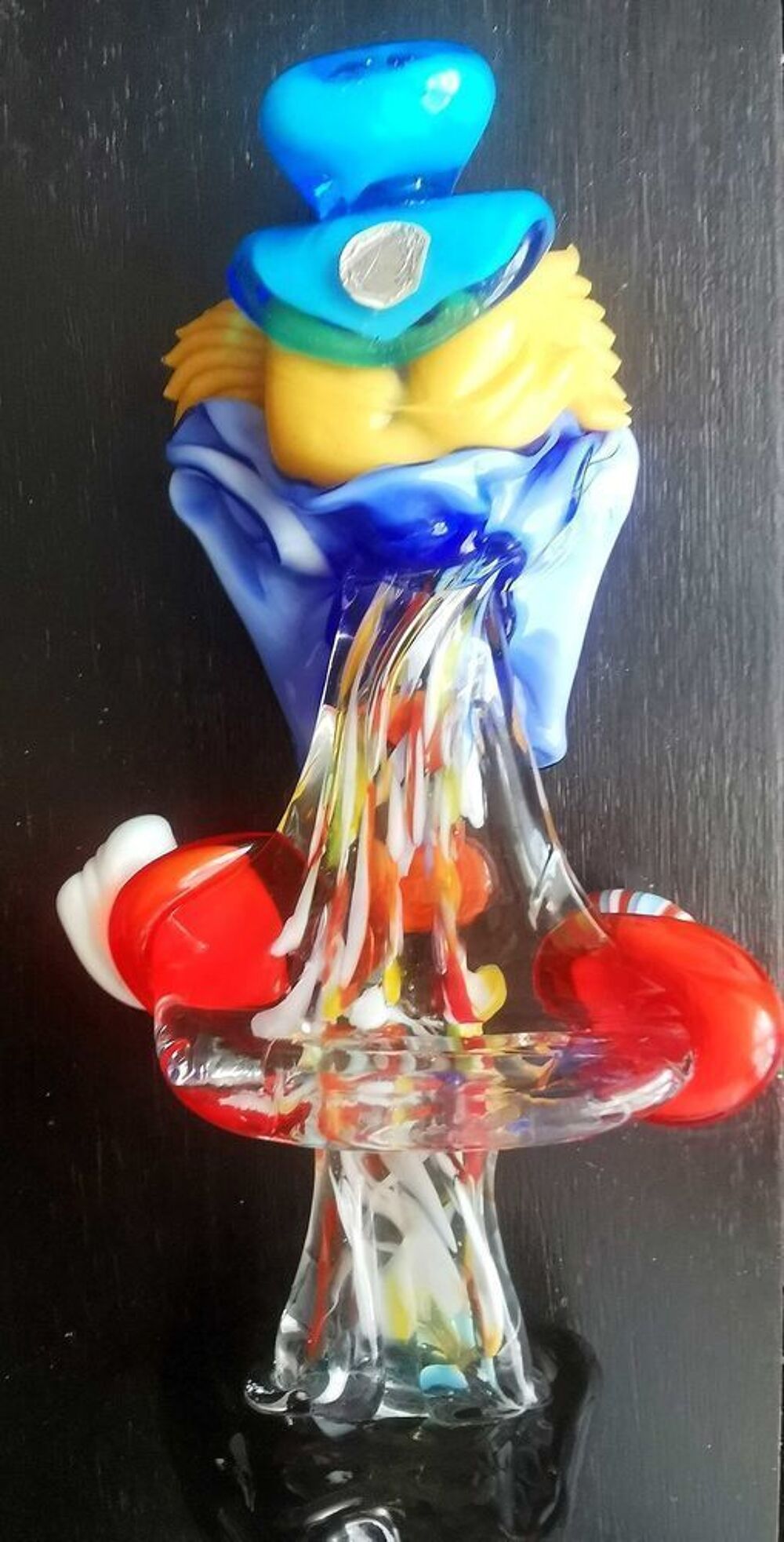 2 Clowns verrerie Murano (Venise) de 26 cm de haut Décoration