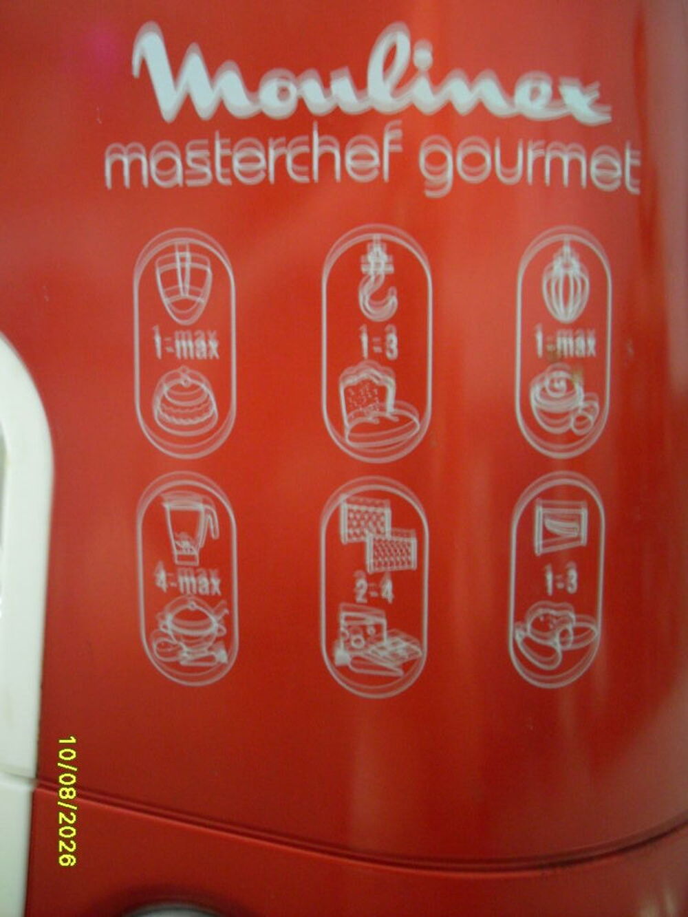 Robot p&acirc;tissier Moulinex Masterchef Gourmet rouge complet, Electroménager