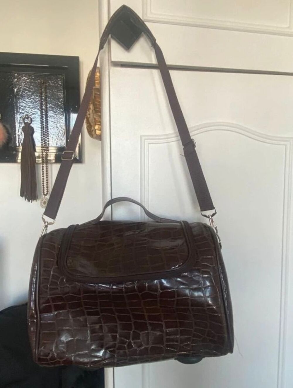 Ensemble bagages : Valise &agrave; roulettes et sac assorti en PVC Maroquinerie