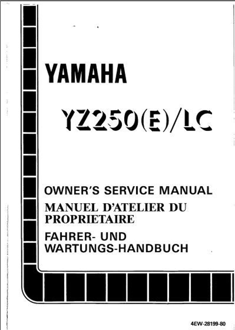 Manuel d'atelier yamaha 250 YZ 1993 582 pages 