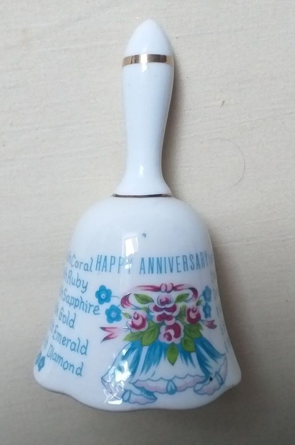  Cloche c&eacute;ramique, anniversaires de mariage (mots anglais) Décoration