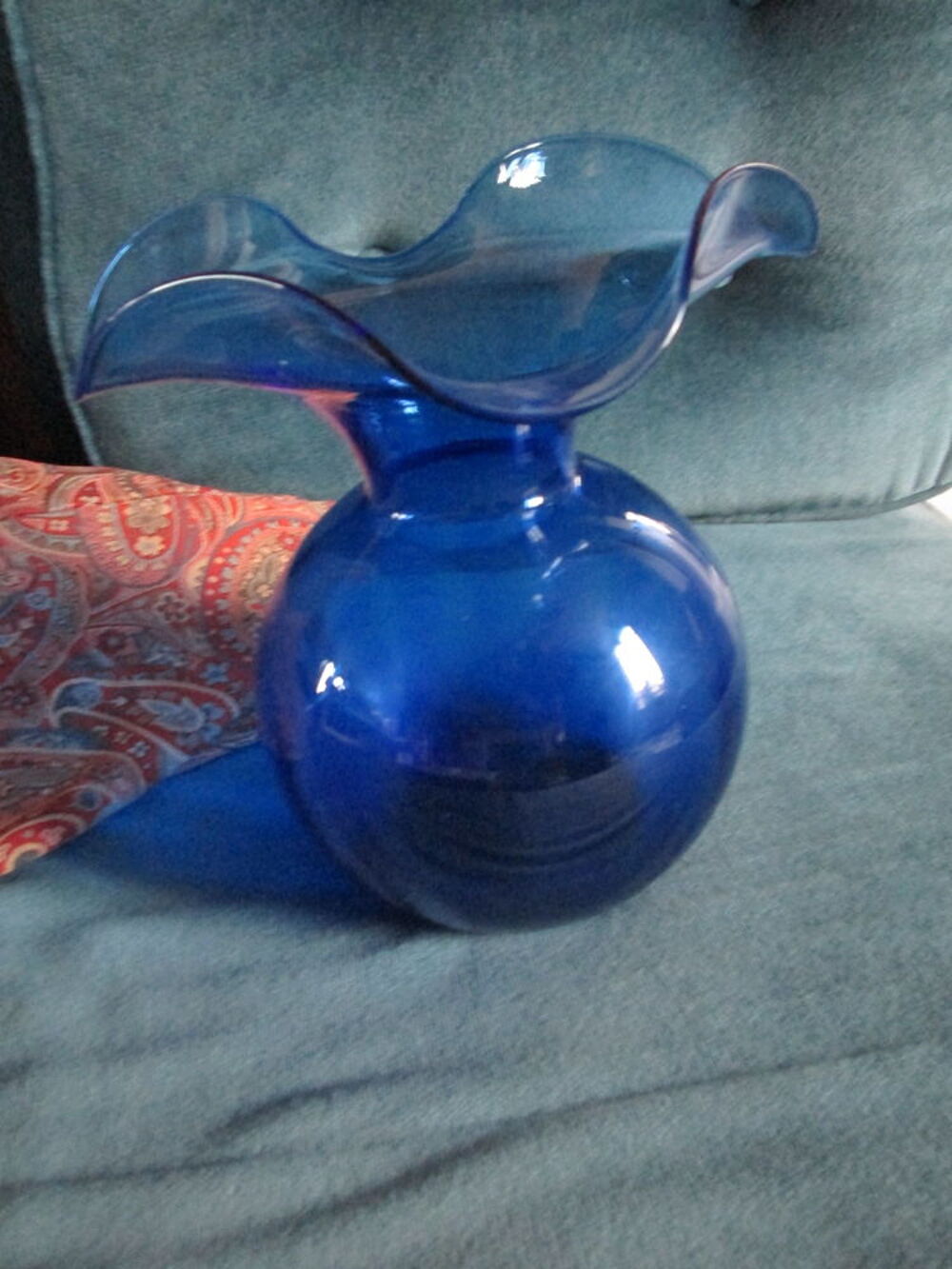 Vase bleu Lancel col &eacute;vas&eacute; Dcoration
