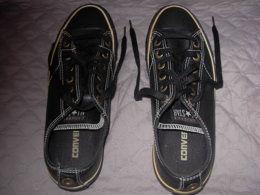 Converses homme p 41 (7 1/2) cuir noir basse lacets ALL*STAR Chaussures