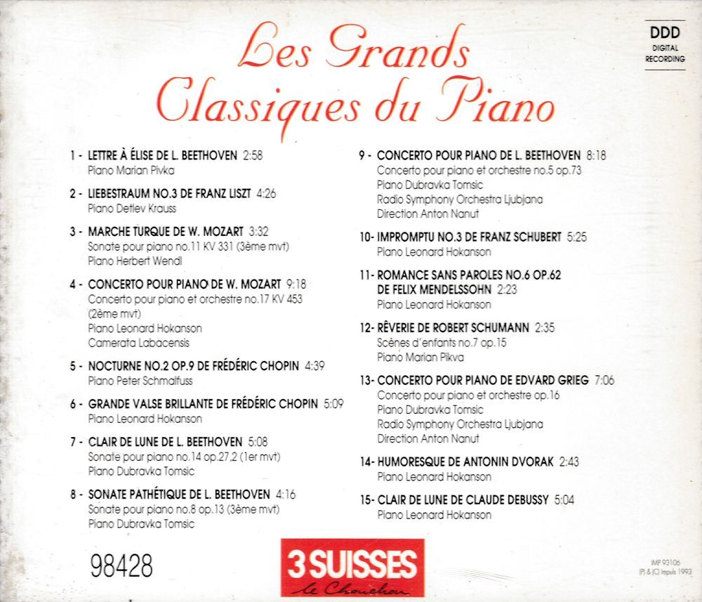 CD Les Grands Classiques Du Piano - Objet Publicitaire CD et vinyles