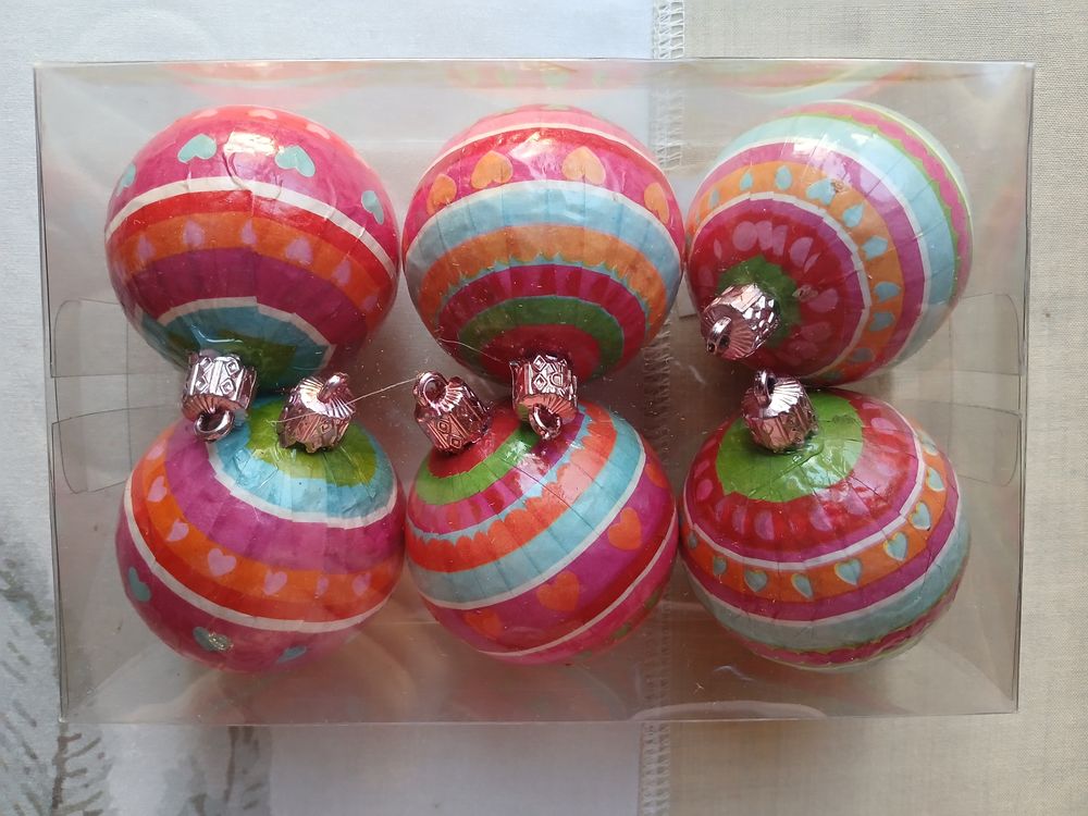 LOT DE 6 BOULES DE NOEL VINTAGE Décoration