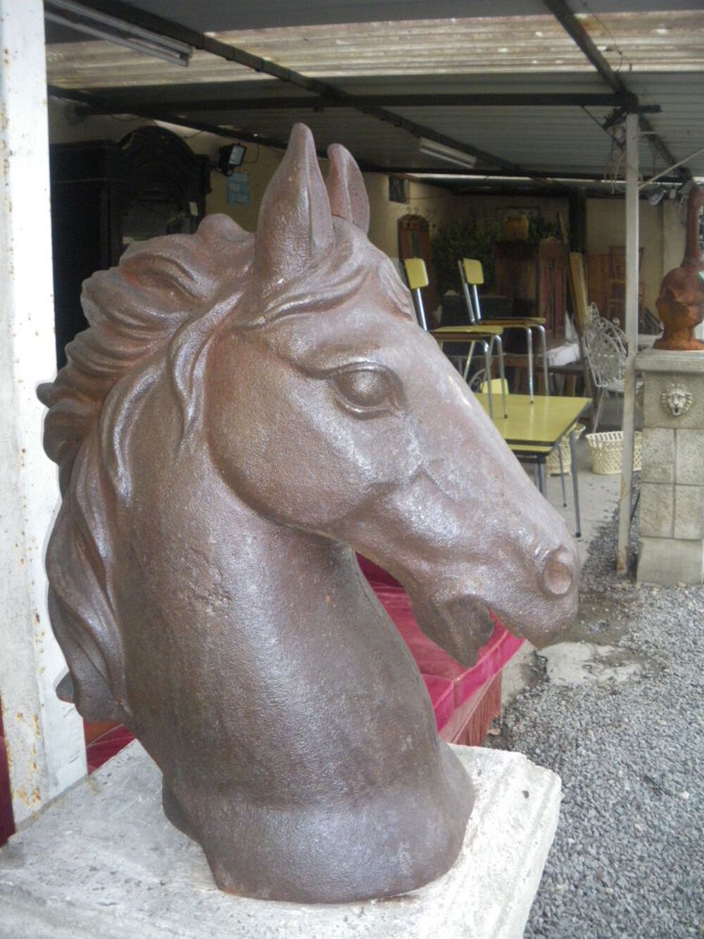 Statue,buste de cheval en pierre Décoration