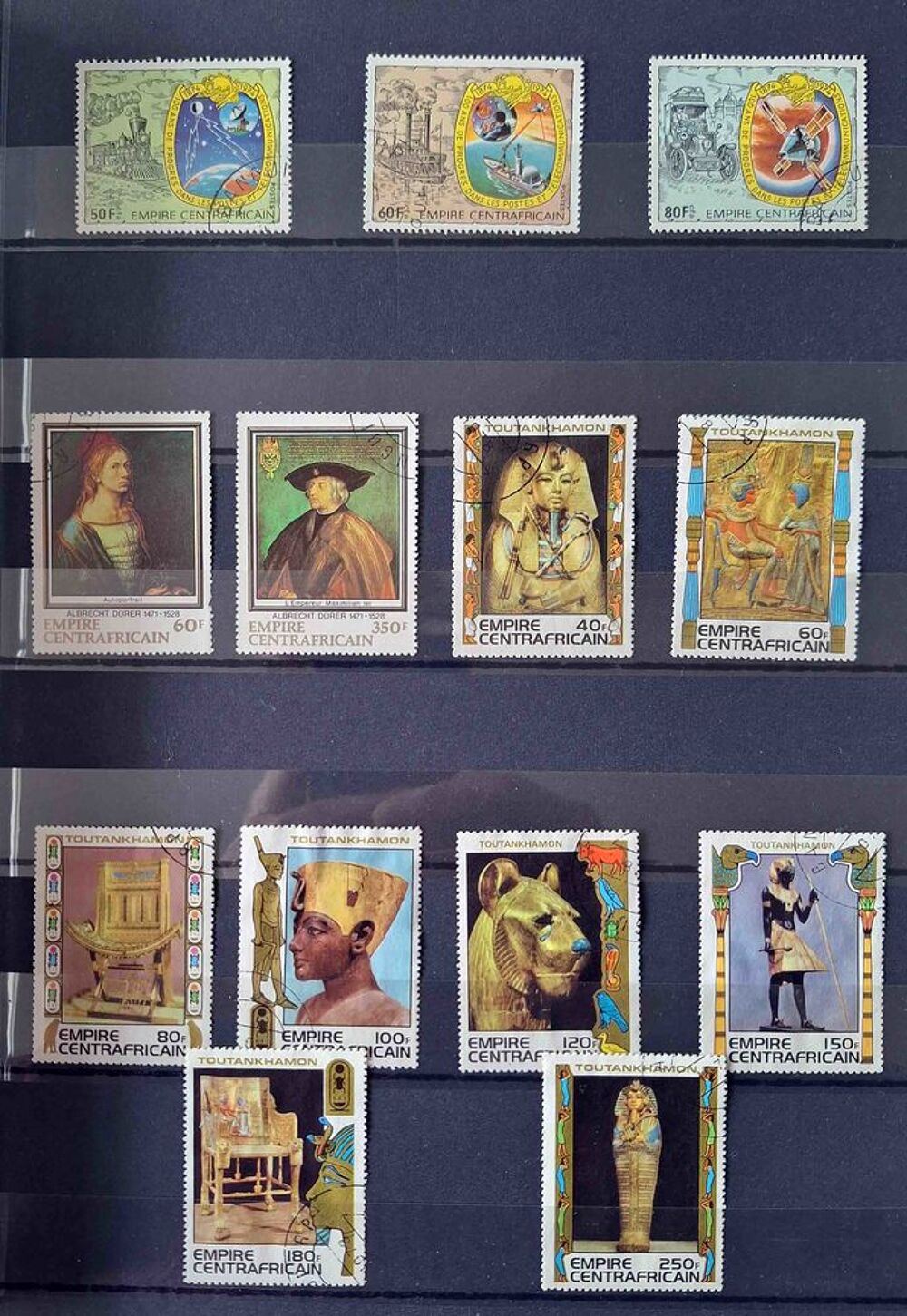 S&eacute;rie de timbres de collection de Centrafricaine 