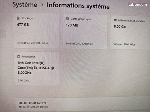 PC tout en un HP avec SSD 500 gigas, �cran 27  230 Pringy (74)
