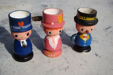Lot de 3 coquetiers en bois vintage années 1960 / 1970 30 Gargenville (78)