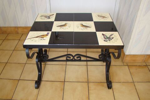 Table basse en fer forg� et c�ramique vintage ann�es 1960 100 Gargenville (78)