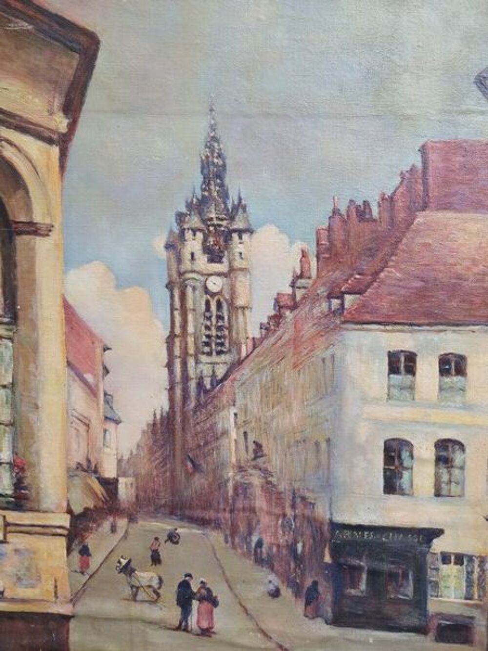 Tableau Le Beffroi de Douai d'apr&egrave;s Camille Corot Décoration
