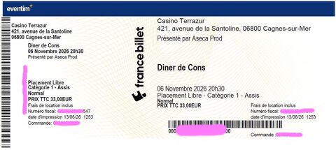 2 billets Le diner de cons - 6 novembre 2026 30 Auribeau-sur-Siagne (06)