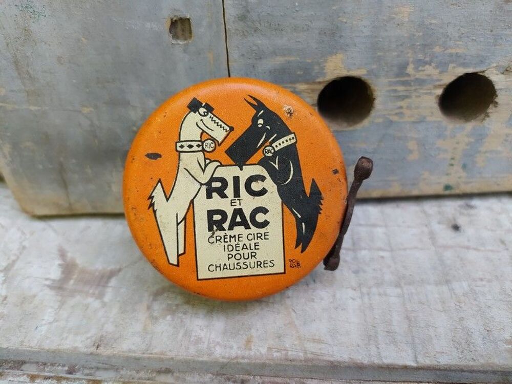 Ancienne Boite Publicitaire Cirage RIC RAC Chien Fox Terrier 