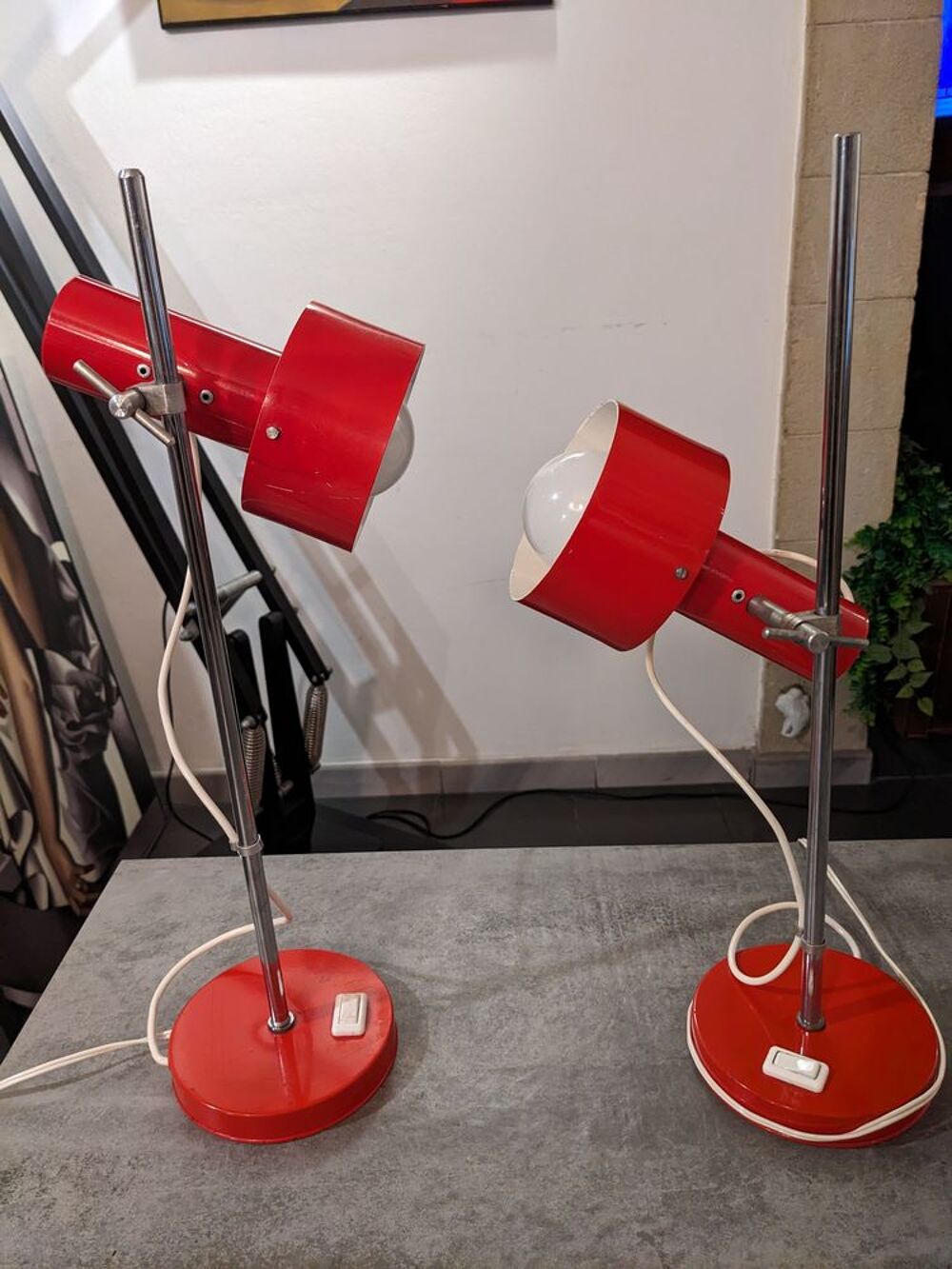 Paire de 2 Lampes par Alain Richard 1960, r&eacute;f&eacute;renc&eacute;e 7090,Be Décoration