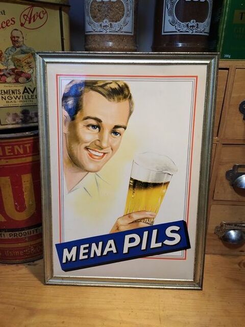 Ancienne Plaque Publicitaire Glacoide Bière Belge Mena Pils 1 Loches (37)