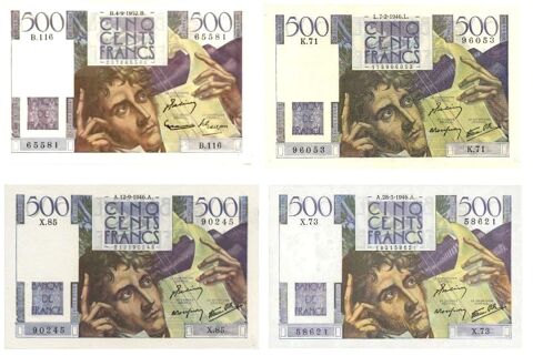 F 34   LOT   DE 4 BILLETS  500 F  CHATEAUBRIAND   NEUFS 675 Raismes (59)
