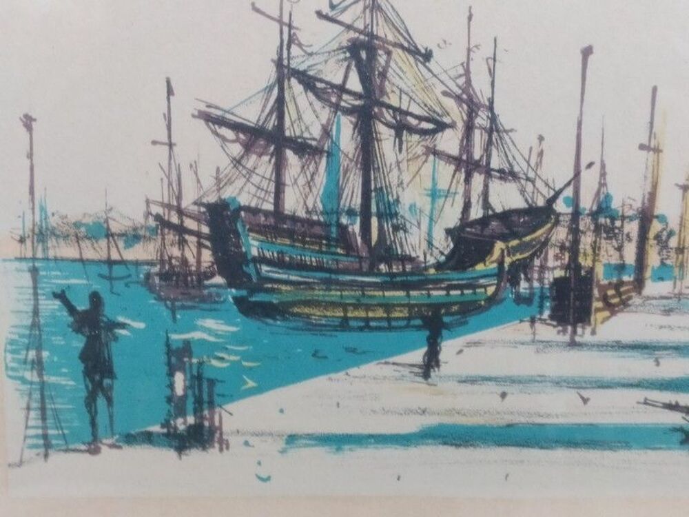 Jean Carzou Le Port Lithographie Sign&eacute;e 1954 