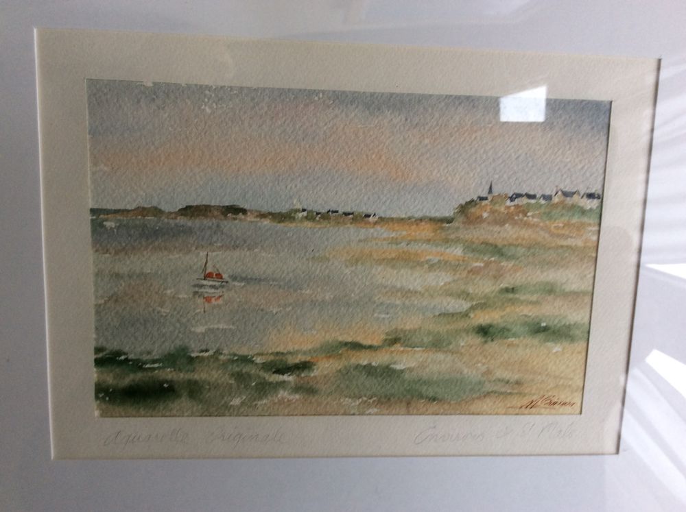 Aquarelles originales M. Boisson (Xx&egrave;me) Paysages c&ocirc;tiers Décoration