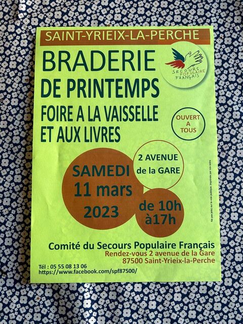 Braderie de printemps du Secours Populaire de Saint Yrieix l 1 Saint-Yrieix-la-Perche (87)