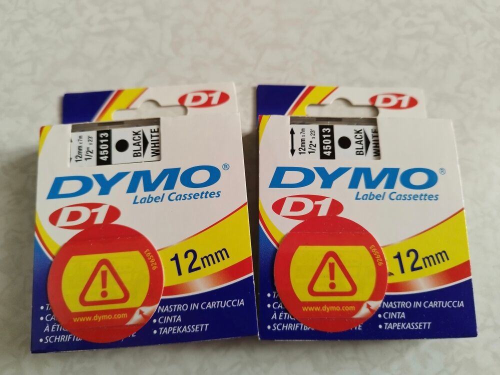2 Dymo &eacute;tiquettes original 12mm X 7 m noir et blanc Bricolage