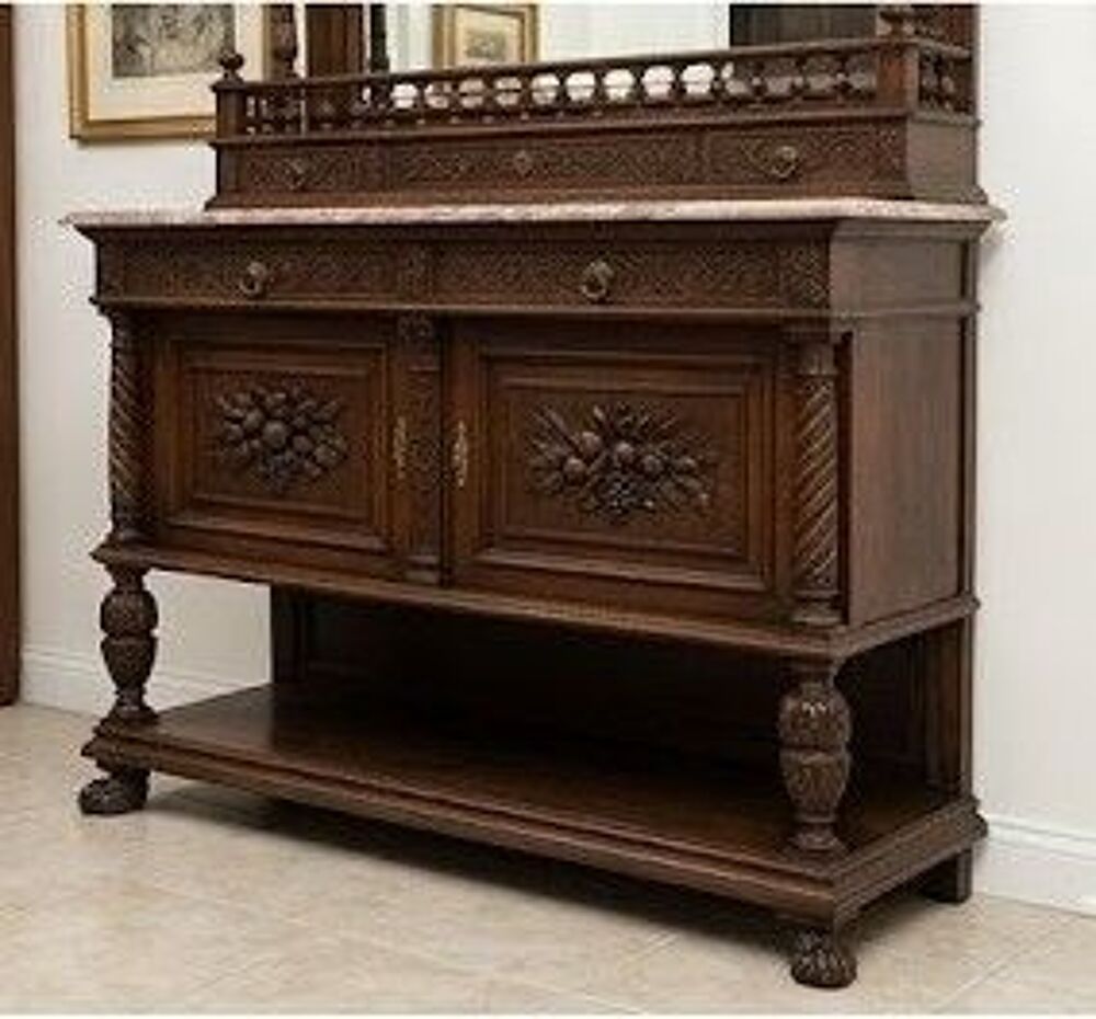 Buffet Bas &agrave; deux corps - plateau marbre Meubles