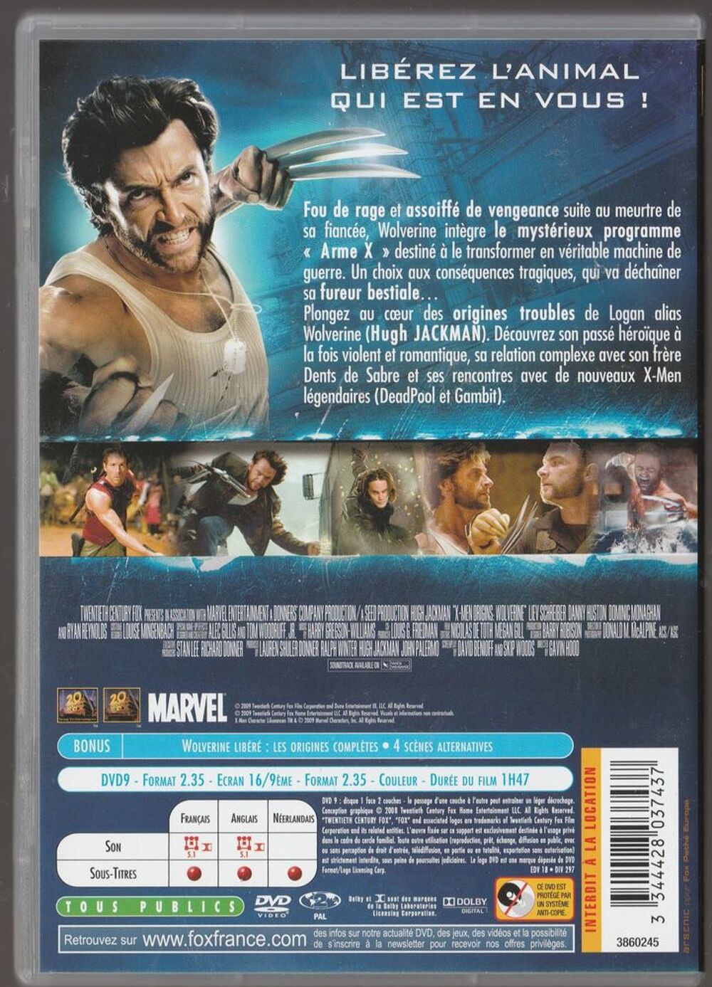 X-Men Origins Wolverine DVD et blu-ray