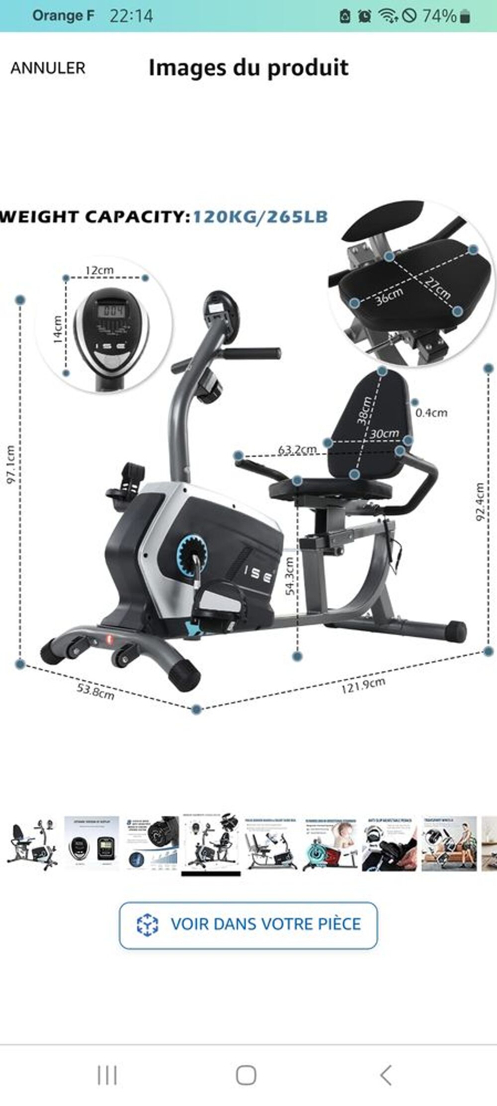 V&eacute;lo d'appartement s&eacute;mi allong&eacute; ISE Vélos