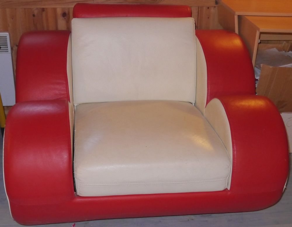 Canap&eacute; relax + fauteuil - cuir + PVC &agrave; restaurer Meubles