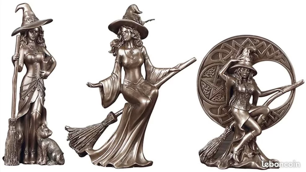 Figurine R&eacute;sine Statue 3 Sorci&egrave;res D�coration